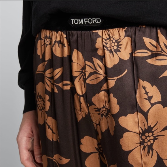 TOM FORD Floral Print Stretch Silk Pajama Pants - Picture 3 of 9